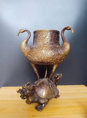 鹤登龟熏炉纯铜延年益寿檀香炉