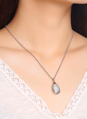 个性水滴项链钛钢香水瓶吊坠女潮