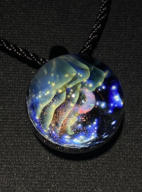 极光月夜宇宙玻璃星空球吊坠毛衣链送女友老婆个性手工欧泊吊坠
