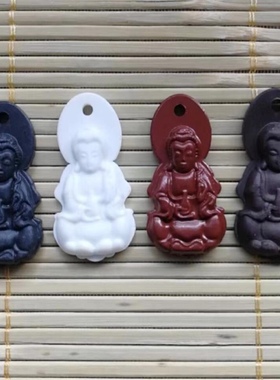 托玛琳哑光观音项链吊坠长寿龟