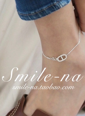 韩国进口纯银猪鼻子扭曲麻花脚链