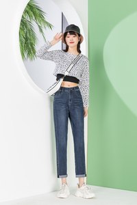 鑫丽莎AN2338牛仔系列新品女装韩版时尚休闲老爹萝卜女裤