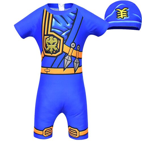 夏季 cosplay乐高幻影忍者LEGO NINJAGO swimsuit儿童泳衣泳帽-图0