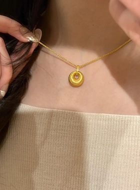 金色拉丝小金坨项链女ins