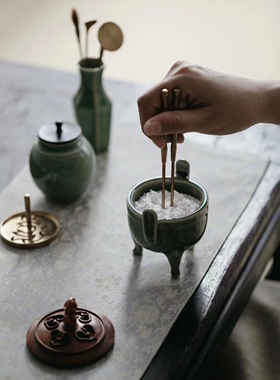 行走的香席宋韵青瓷香篆套组炉瓶三事高端茶楼茶会所或香道表演