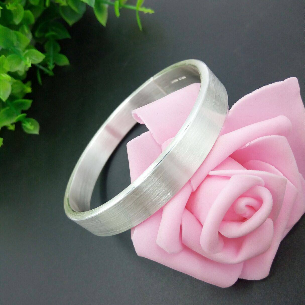 999纯银手镯哑光拉丝足银手镯 男女情侣银镯子手工实心手镯包邮