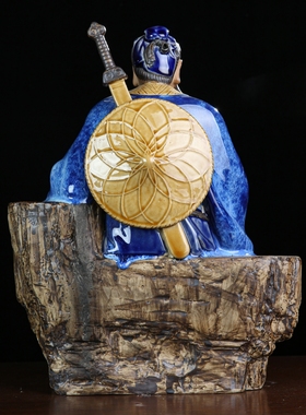 吕祖洞宾石湾公仔陶瓷摆件中式