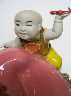 献寿多子多福石湾公仔人物工艺品