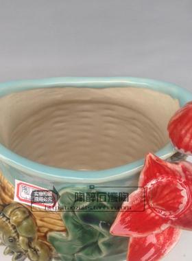 螃蟹花瓶石湾公仔陶瓷中式