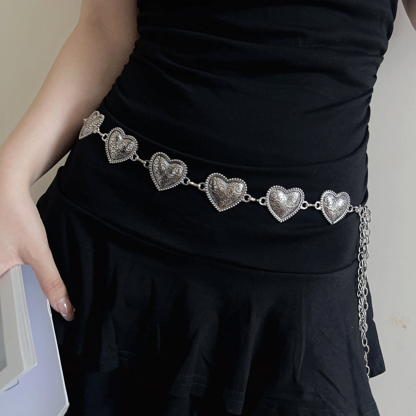 夏季时尚金属腰链复古蝴蝶细腰带配饰百搭配连衣裙皮带链条高级感