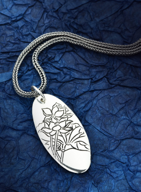 饰品足银古法浮雕汉服女士吊坠