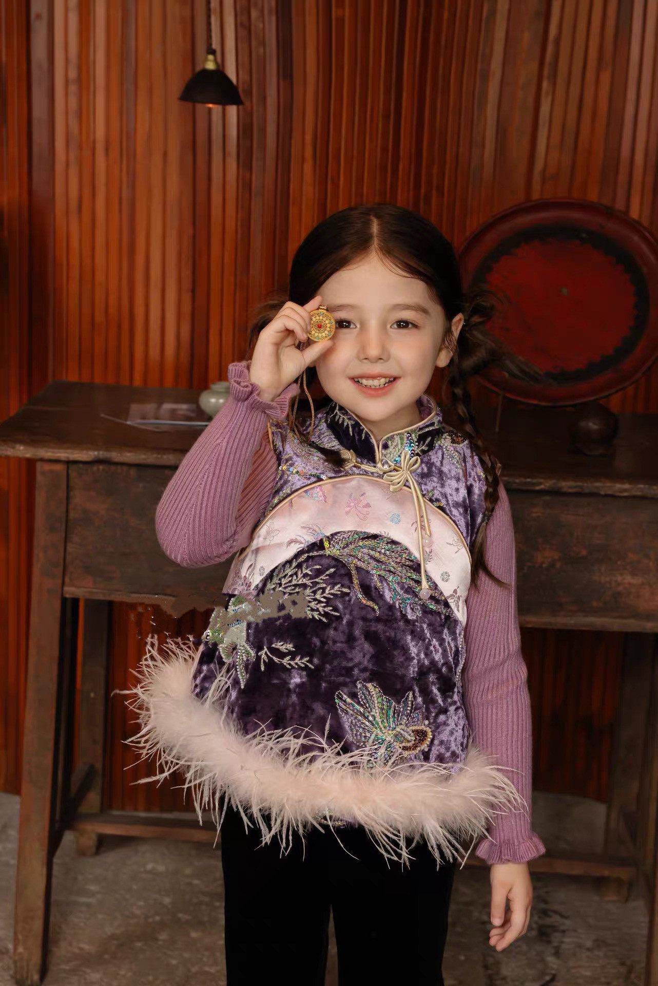 女童新中式国风加厚拜年服冬季新款宝宝洋气唐装马甲洋气背心年服,淘宝优惠券,粉丝福利购,淘宝优惠卷