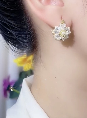银耳环9999纯银甜美个性复古锆石