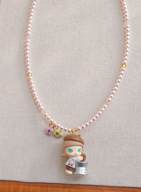 MOLLY卡通粉色珍珠星星项链