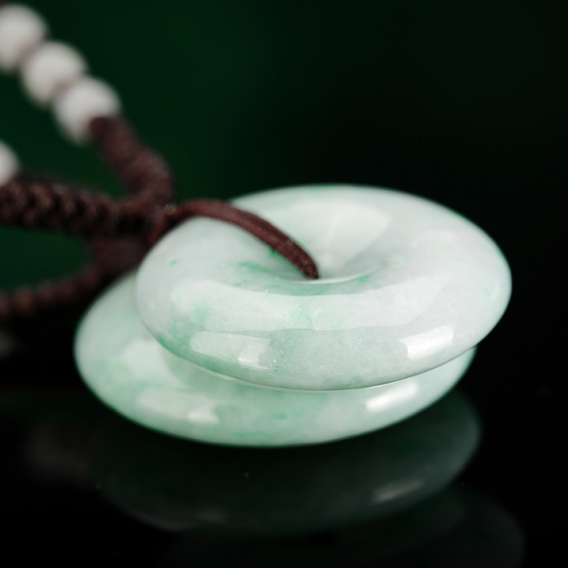 七彩云南翡翠平安扣吊坠飘绿花冰糯种玉吊坠玉挂件送爱人礼物 - 图1