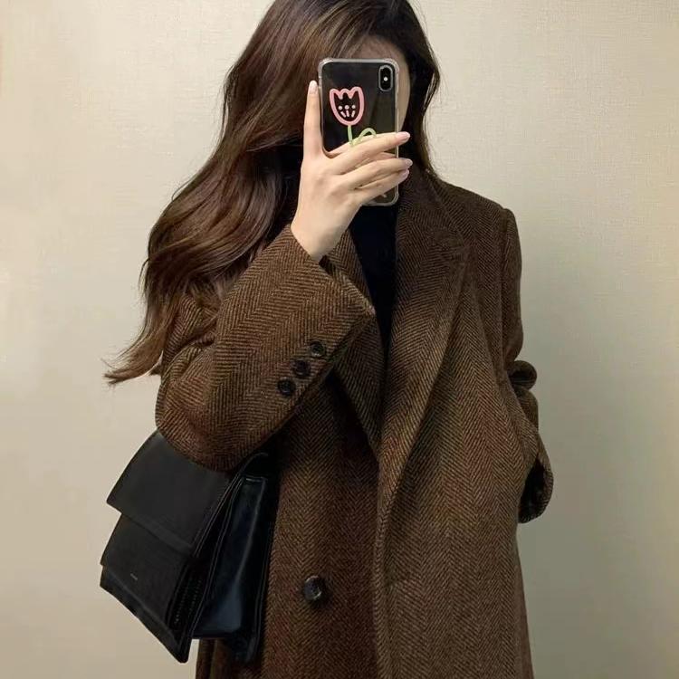 LMG 新款小个子赫本风超好看呢子大衣女秋冬高级感毛呢外套_小懒猫美衣6号店_女装/女士精品-第3张图片-提都小院
