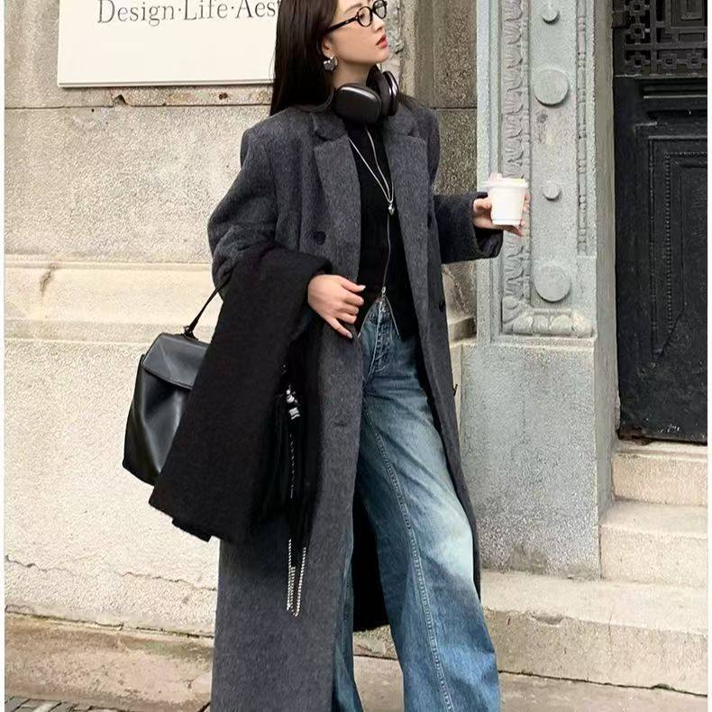 【高档礼盒装】GX2025秋冬韩系高级感中长款双面羚羊绒加厚大衣
