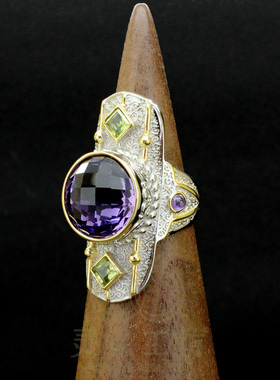 浩瀚无垠新款奢华天然紫水晶戒指女S925纯银指环奢华晚宴送礼R12