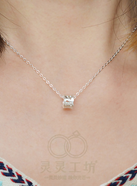 纯银吊坠六字真言项链转运梵文女