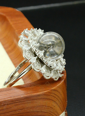 绽放灵露S925银镶天然白水晶戒指