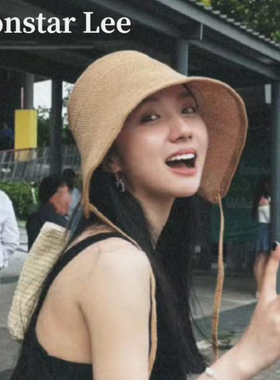 Monstar Lee金晨同款草帽防晒遮阳帽海边编织帽子女夏度假渔夫帽