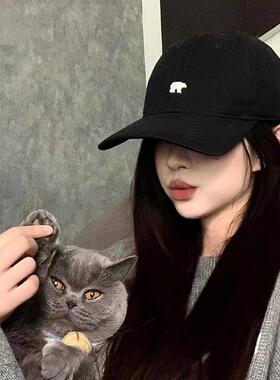 MonstarLee棒球帽女宽帽檐深顶大头围鸭舌帽子显脸小防晒遮阳黑色