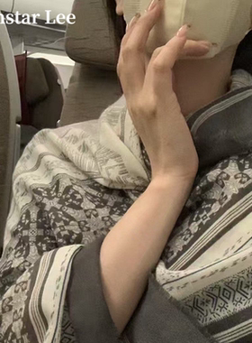 复古民族风灰色方巾披肩外搭女