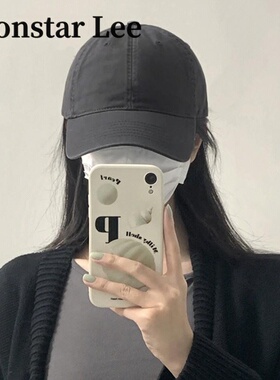 Monstar Lee鸭舌帽女春秋大头围软顶帽子显脸小灰色棒球帽宽帽檐