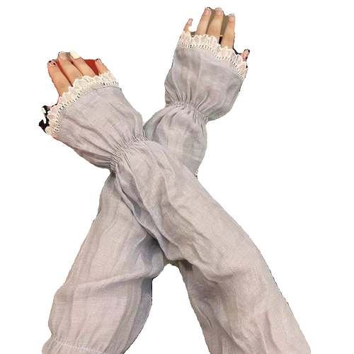 日系棉麻风防晒袖套女夏季冰袖百搭宽松大码护袖薄款透气套袖护臂 - 图3