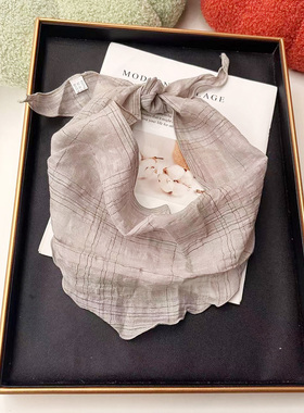 纯亚麻高品质三角巾纯色护颈丝巾