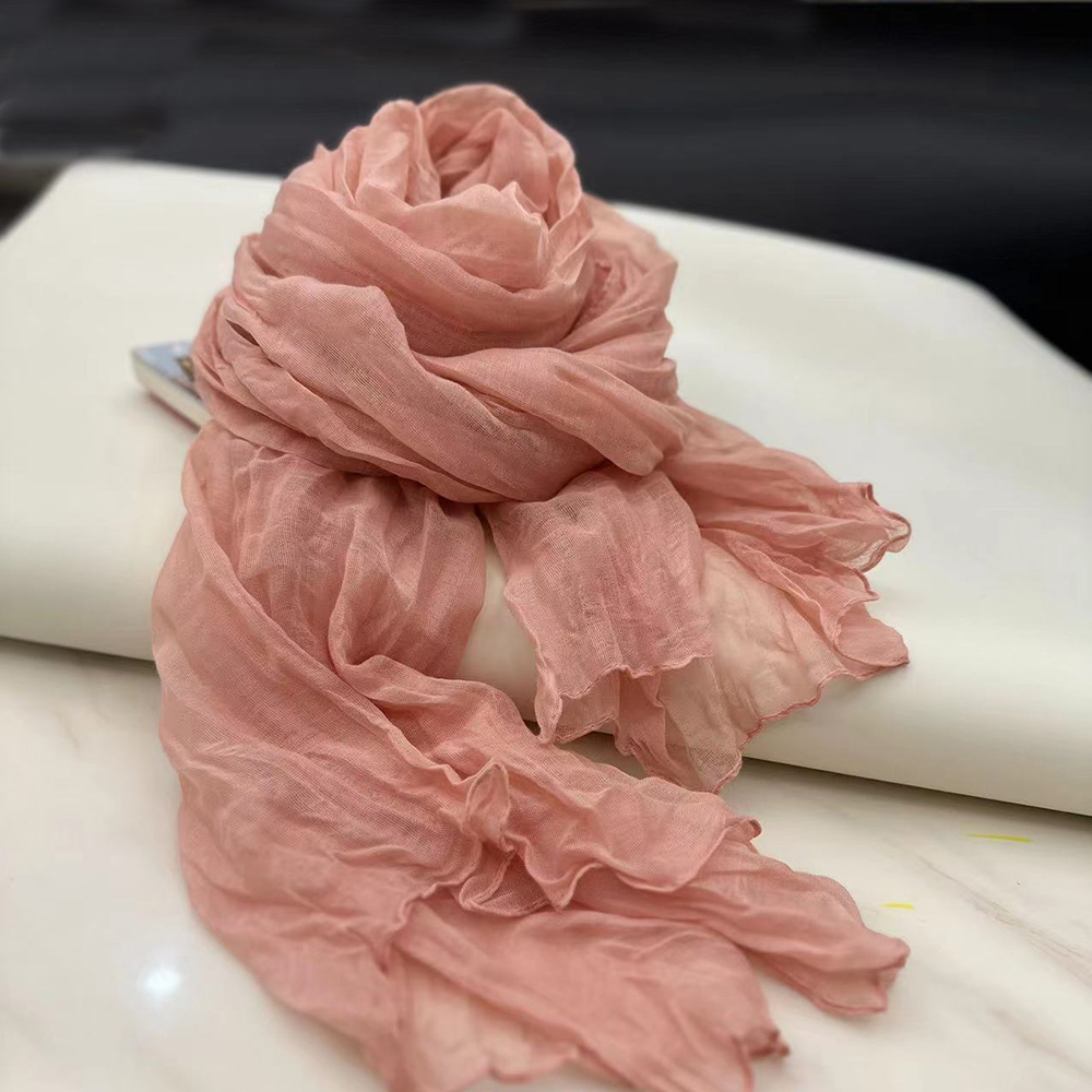 日系棉麻围巾百搭褶皱纯色丝巾女秋冬保暖文艺薄款披肩韩版围脖,淘宝优惠券,粉丝福利购,淘宝优惠卷