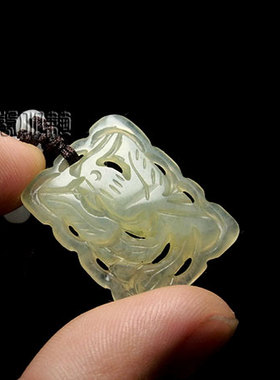 雨馨小筑 岫玉凤凰吊坠 美丽永生纯手工双面透雕玉坠6046/1