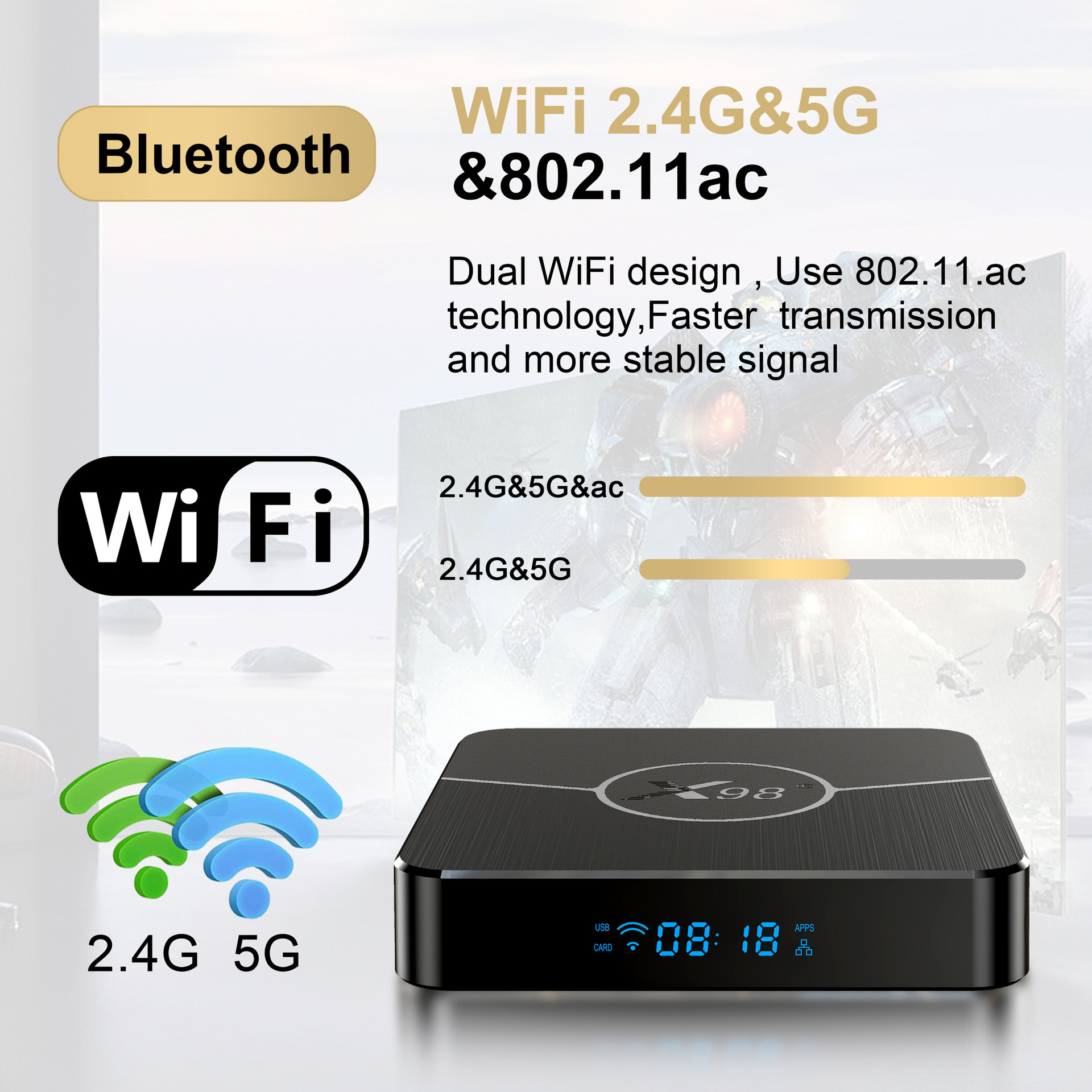 新品 X98plus amlogic S905W2 AV1 Android 11 5Gwifi 4k TV BOX - 图1