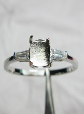 纯银祖母绿碧玺蓝宝石戒指空托