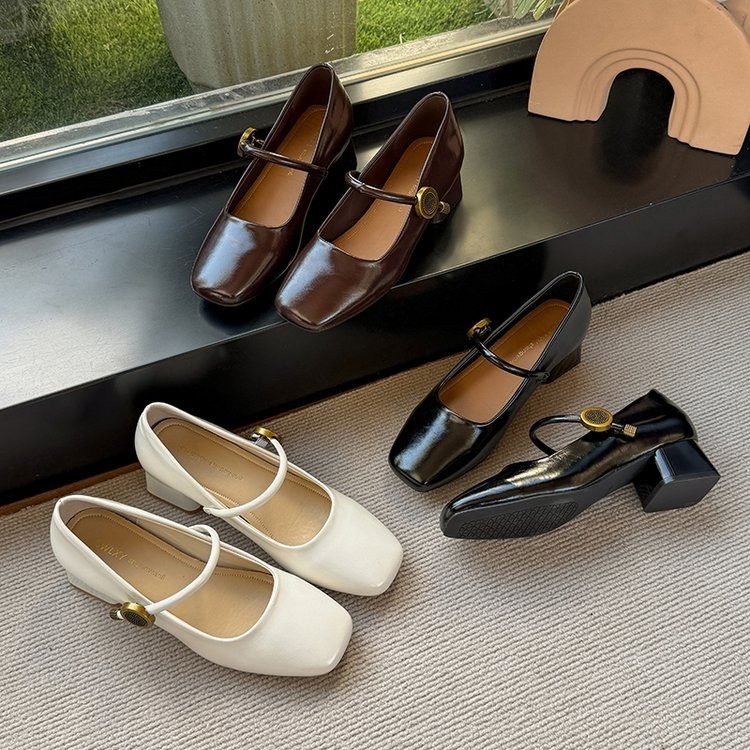 新款真皮女鞋方头粗跟玛丽珍鞋百搭爆款软底防滑时尚单鞋妈妈鞋,淘宝优惠券,粉丝福利购,淘宝优惠卷