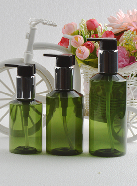 绿色斜肩大泵头瓶100 150ml200毫升按压身体乳沐浴露瓶PET塑料瓶
