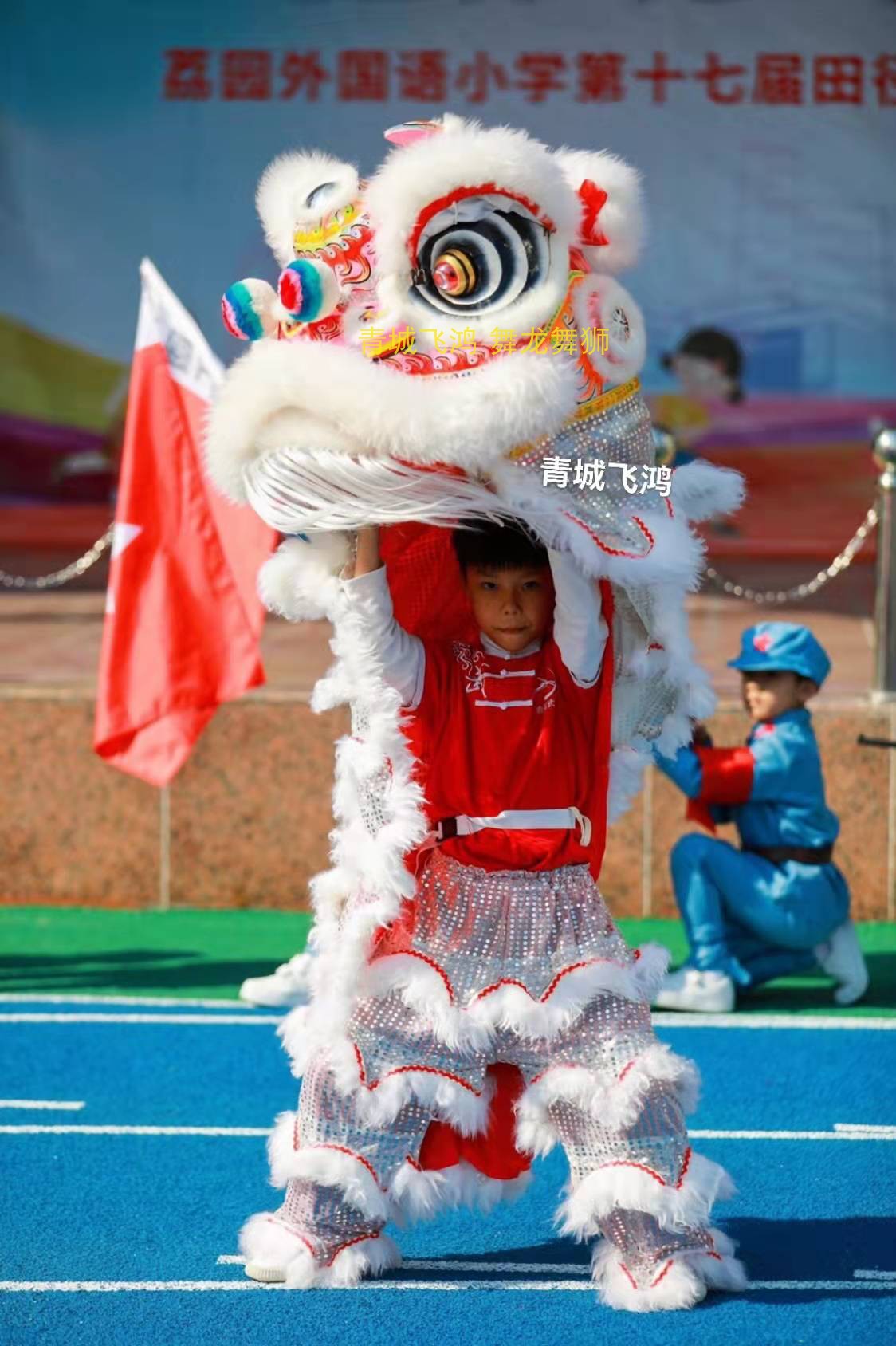 儿童舞狮雄狮少年狮头醒狮中小学生舞狮南狮儿童双人醒狮四号醒狮 - 图0