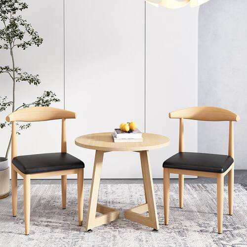 餐椅宿舍椅子学习书桌凳子家用仿实木牛角椅靠背椅现代简约餐桌椅 - 图1