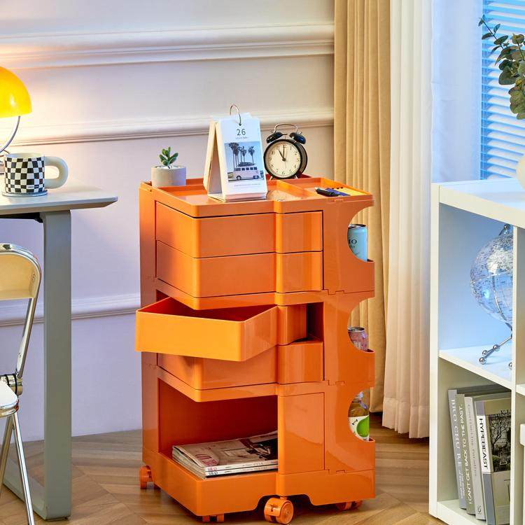 小推车置物架床头化妆品收纳柜网红ins风可移动旋转多功能收纳架