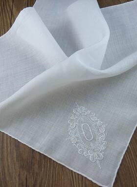 江南绣坊纯麻英文字母大尺寸手帕