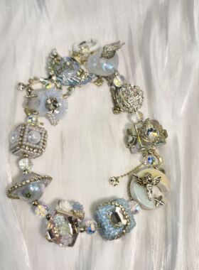 甜酷风手机挂绳手工串珠重工水晶水钻钥匙扣吊坠挂饰短款满钻