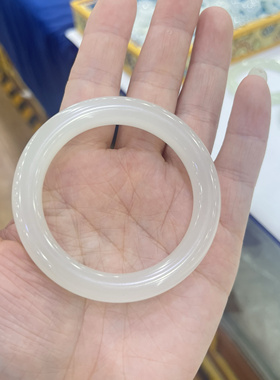 和田玉青海料高冰圆条手镯冰透无瑕疵无包容白冰手镯送女友礼物