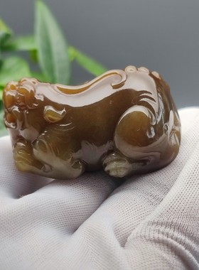 精品收藏和田玉糖料貔貅挂件把玩手把件天然玉石立体雕刻玉貔貅