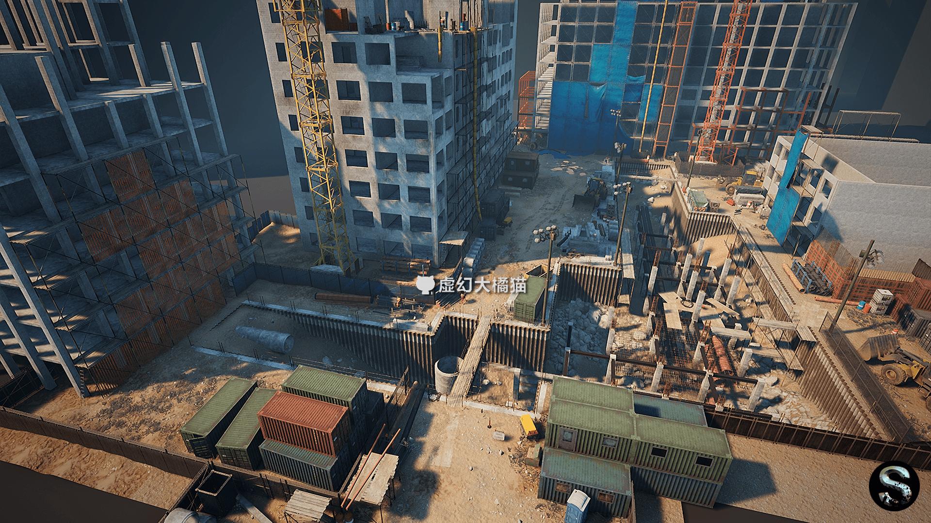 UE4UE5 建筑施工地场景模型 塔吊 预制板 脚手架 铁丝网 围墙 FPS - 图0