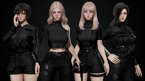 UE5虚幻4 Techwear Girls 特工制服美女3D数字人物角色 虚拟直播 - 图0