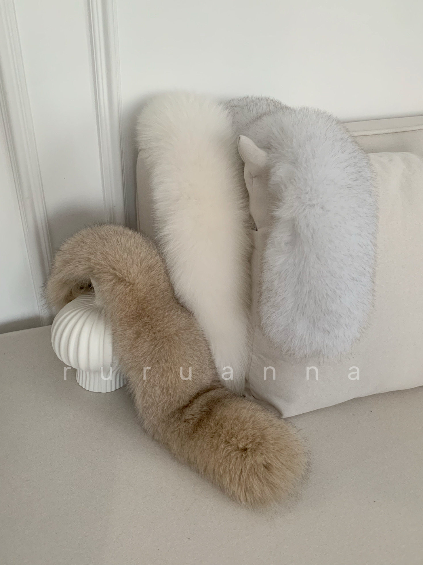 狐狸毛围脖双面真毛皮草磁吸扣白色保暖毛领子冬季氛围感百搭围巾,淘宝优惠券,粉丝福利购,淘宝优惠卷