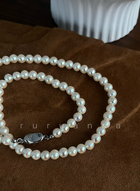仿海水珠akoya极光镜面天女珠平替中的天花板不掉色珍珠锁骨项链
