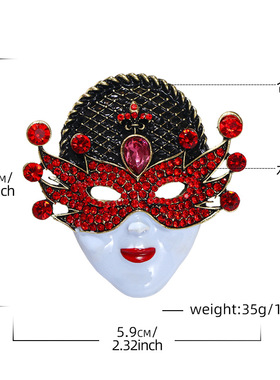 跨境复古女王面具胸针女高档时尚