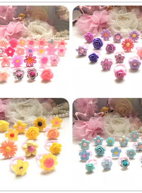 儿童卡通公主风饰品盒装玩具戒指