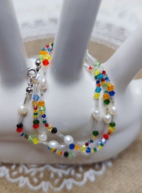 原创手作淡水珍珠玻璃珠项链手链 不退换 满50包邮